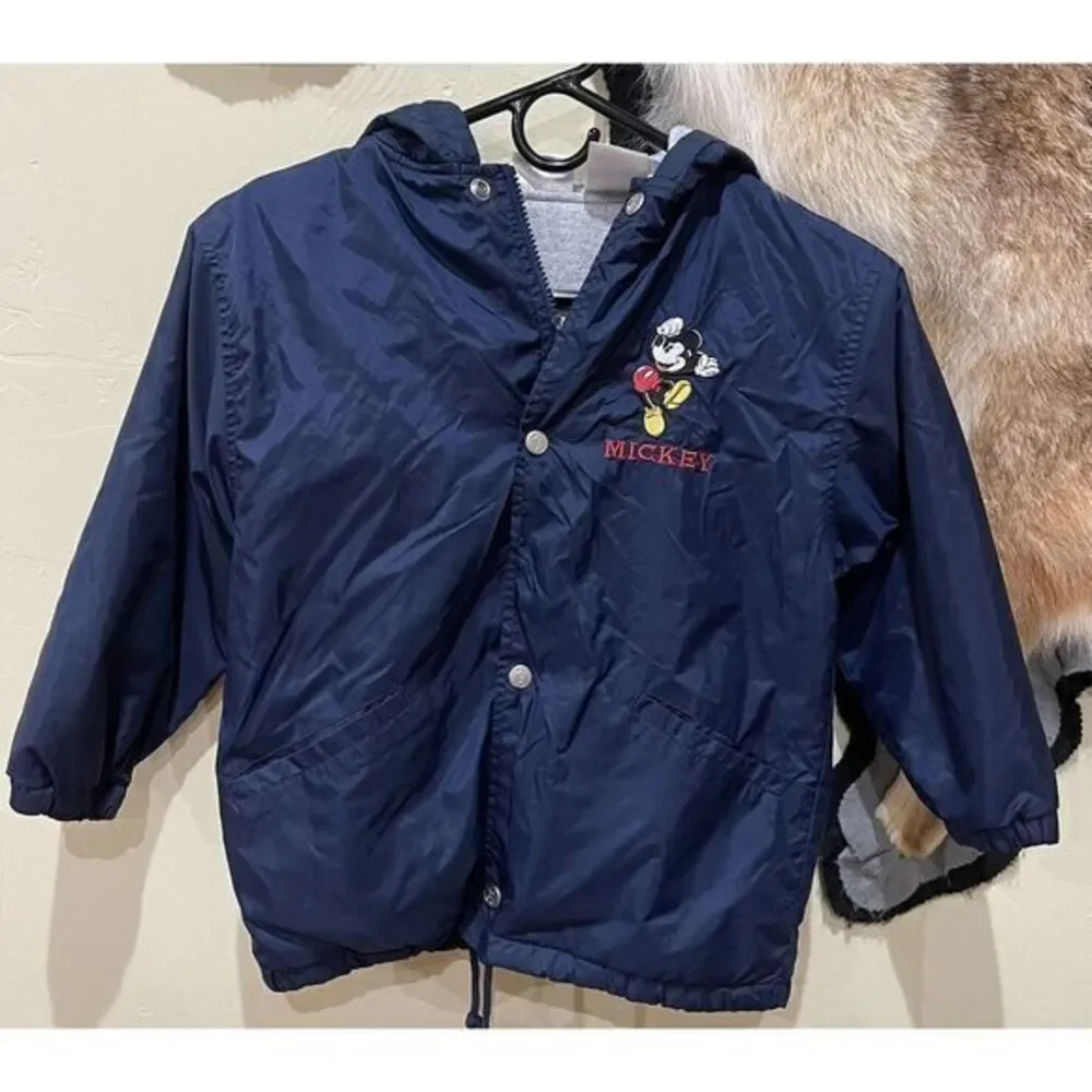 Mickey Mouse Yth Small DISNEY Cartoon Sweatshirt Lined Nylon Hoodie‎ Jacket FLAW
